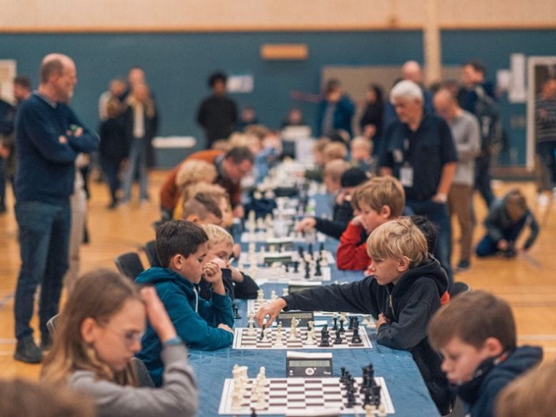 Picture of children in a chess competition
