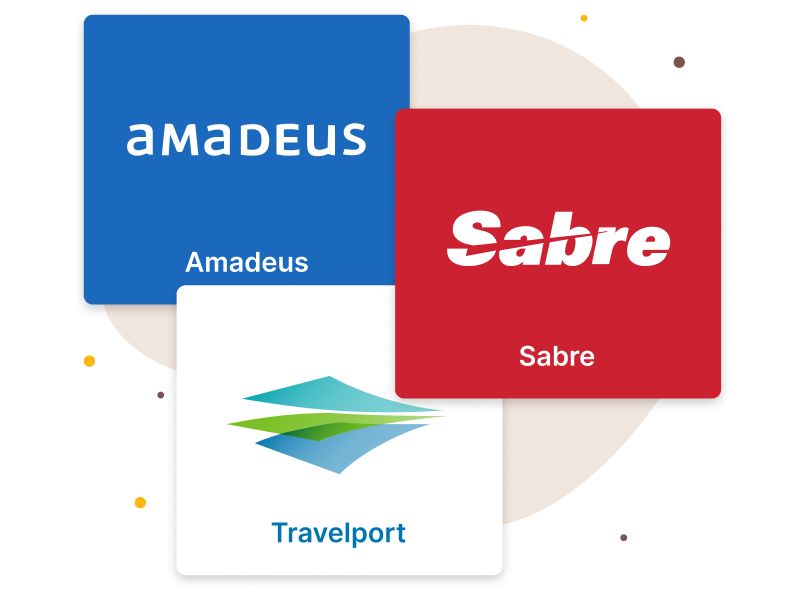 Travel booking system logos, amadeus, sabre, and travelport