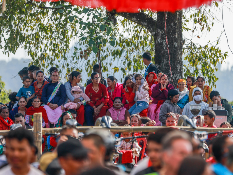 Community in Pokhara watching the race