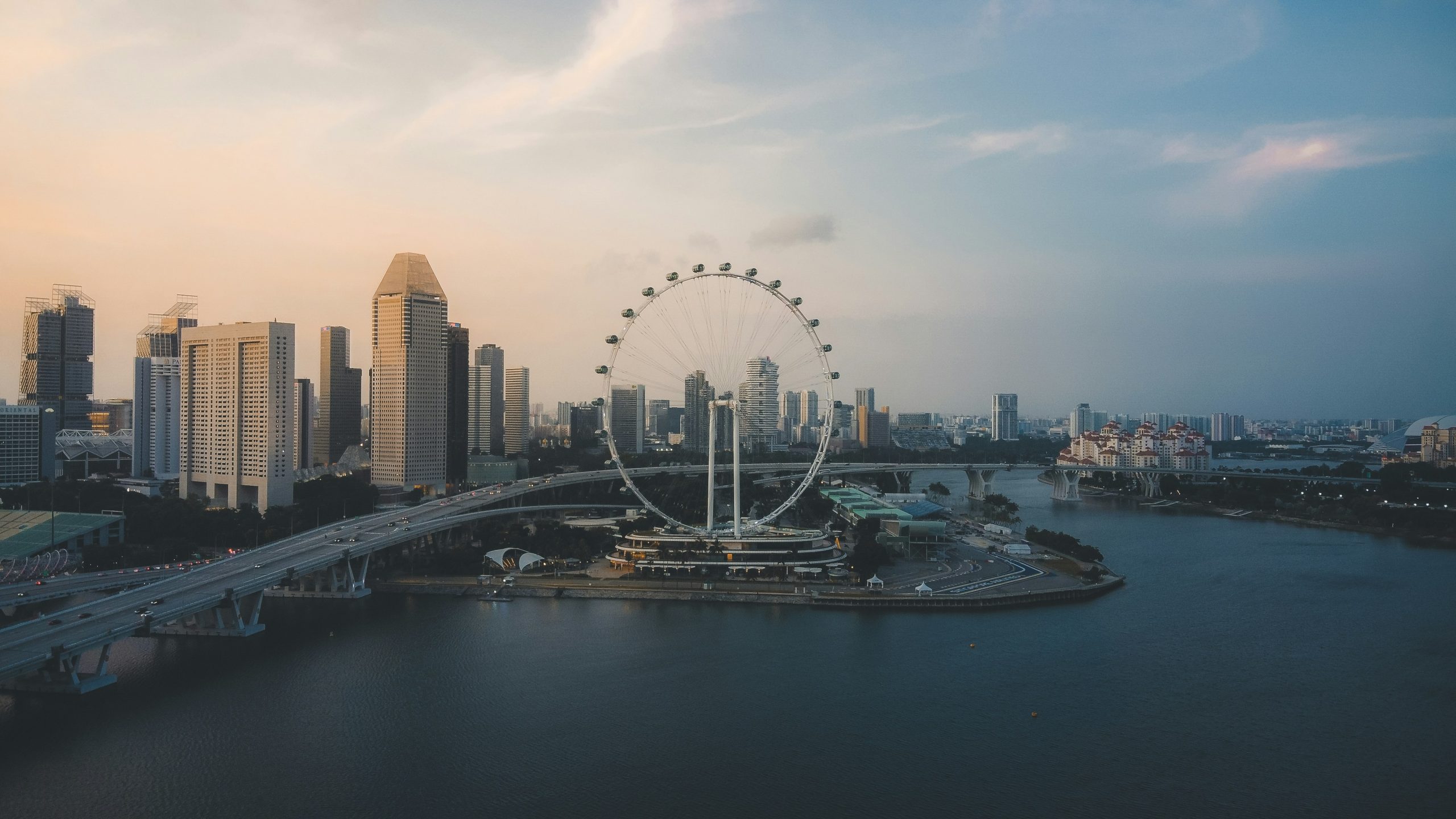 Marina Bay skyline with Singapore Flyer