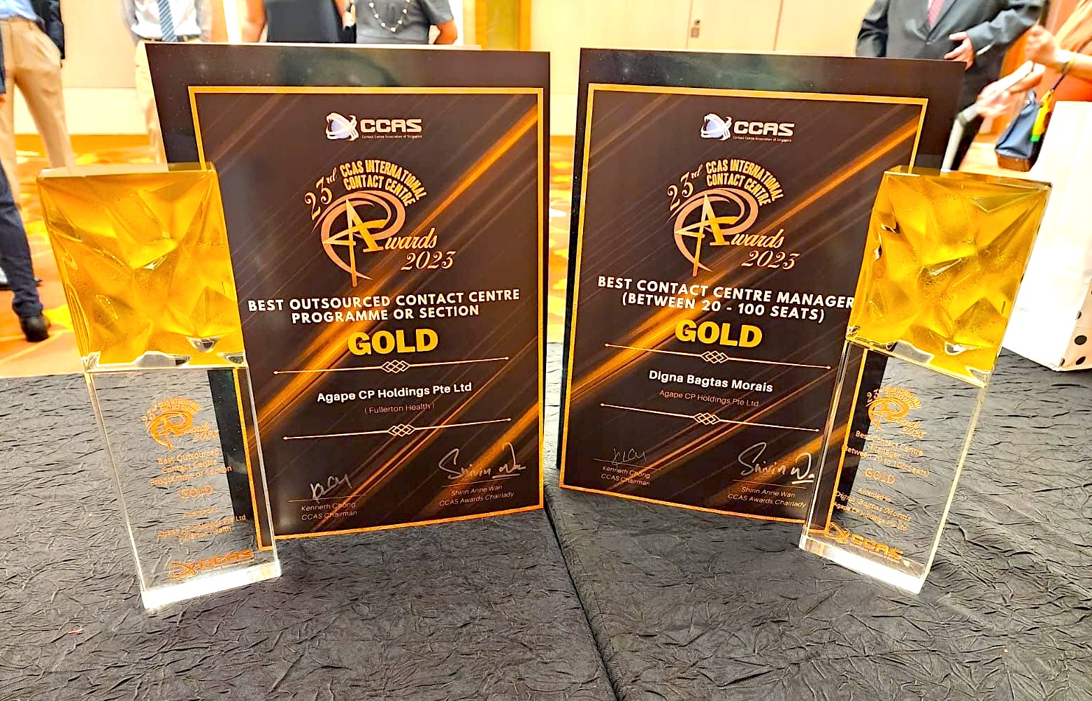 Agape-CP Awards: Best Outsourced Contact Centre Programme or Section, Best Contact Centre Manager (20 to 100 Seats)<br />
