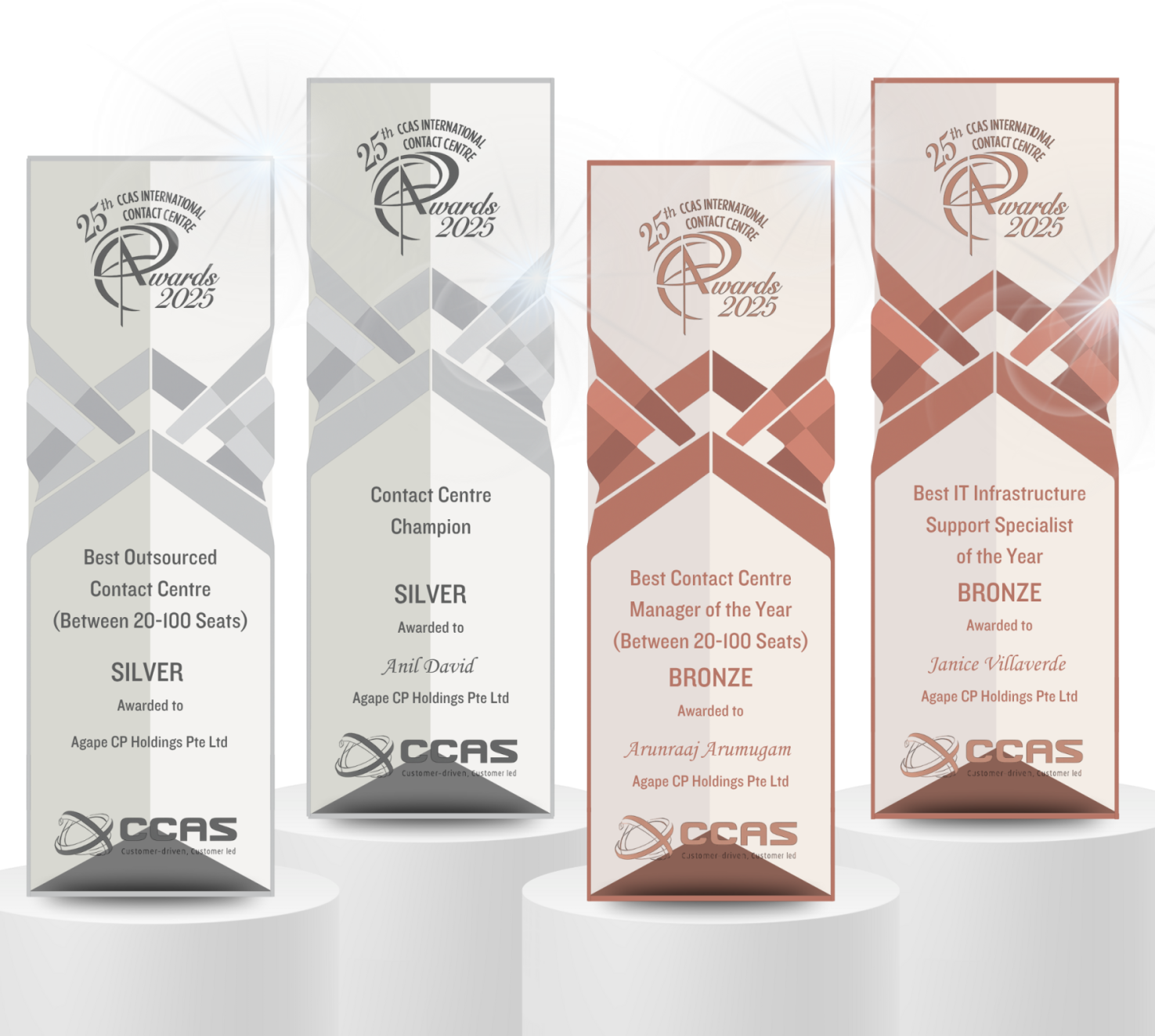 Agape-CP Awards: Best Outsourced Contact Centre Programme or Section, Best Contact Centre Manager (20 to 100 Seats)<br />
