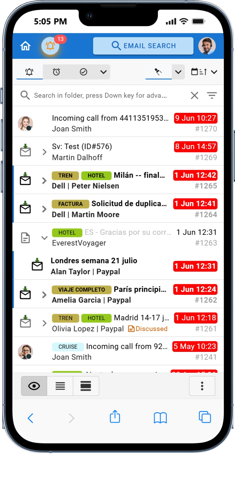 Mobile Kundenservice App mit Kundenkontext im Posteingang